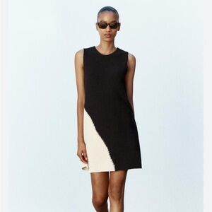 Zara NWT short knit dress ecru/black 0234/008